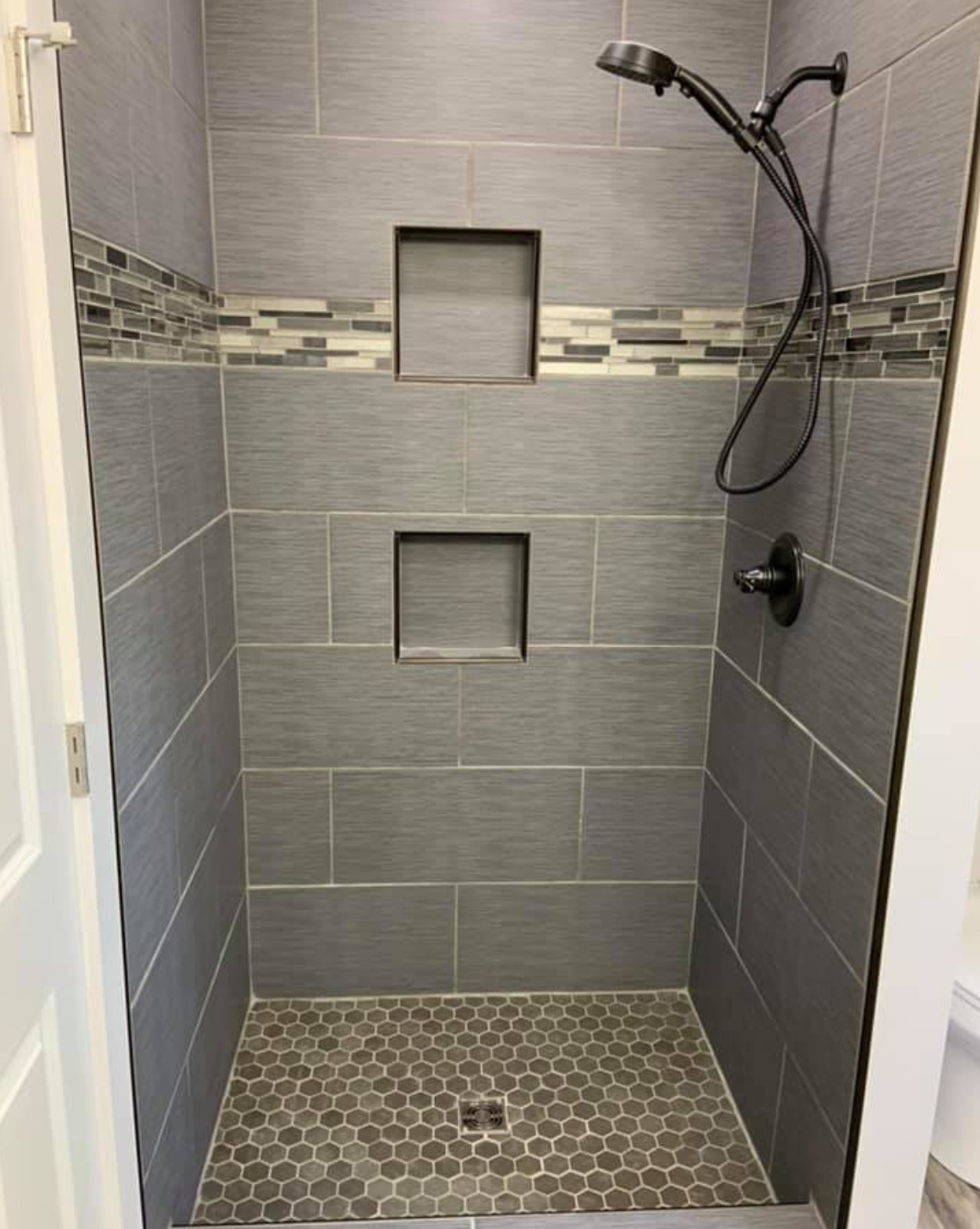 Gray Tile Shower Remodel